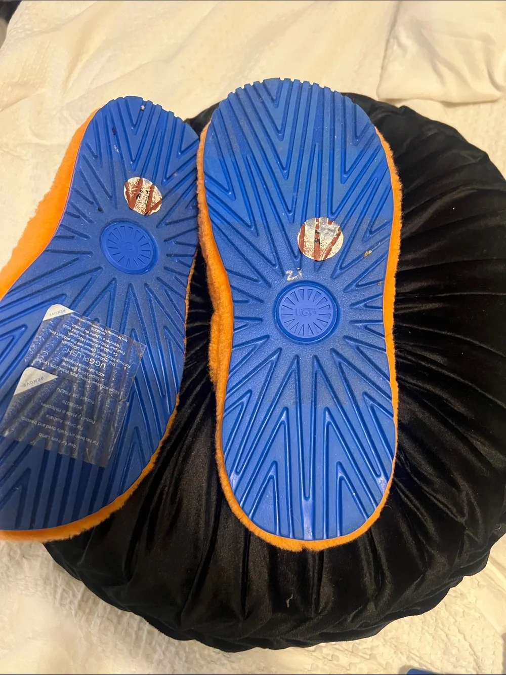 UGG  Orange Plush Slide Slippers